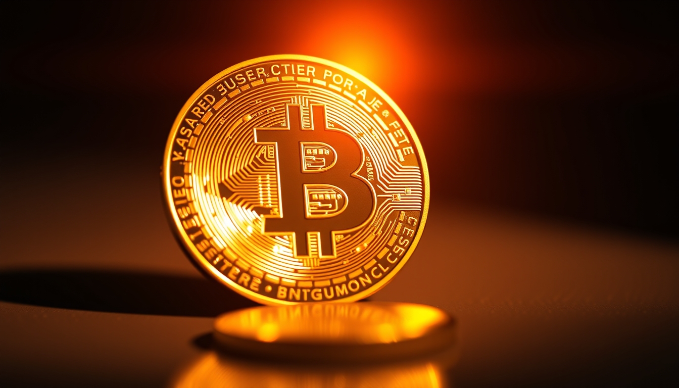 bitcoin coin in golden light in editorial style