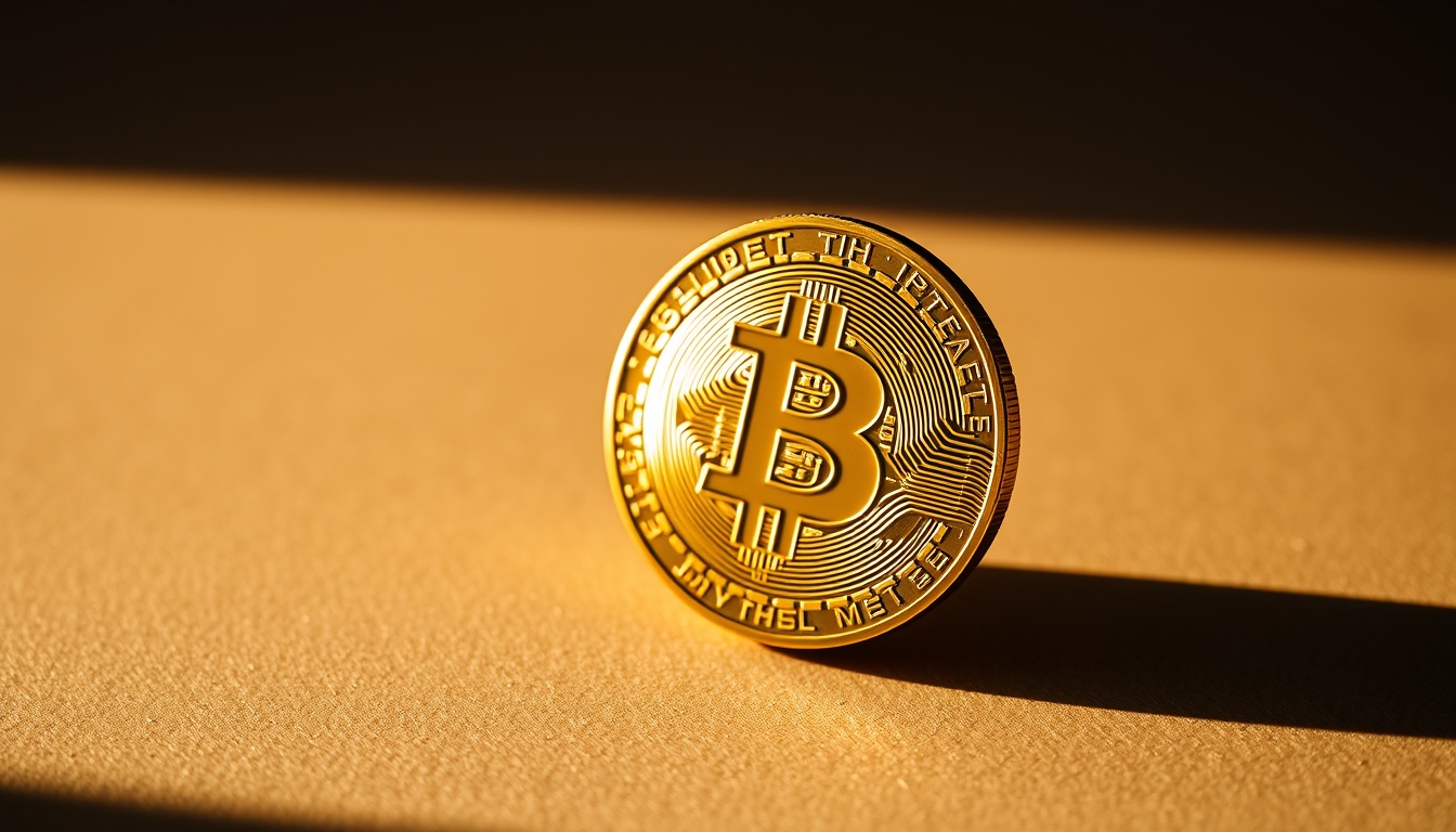 bitcoin coin in golden light in editorial style