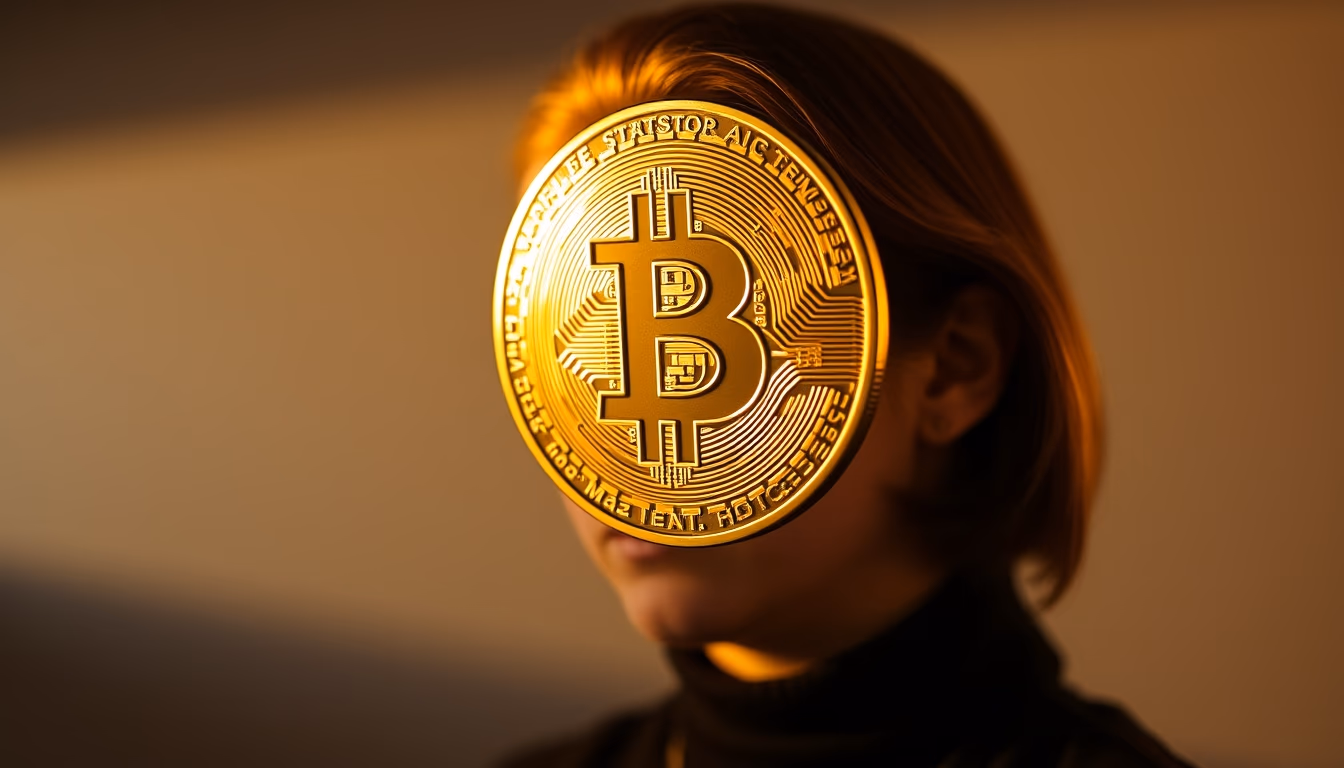 bitcoin coin in golden light in editorial style