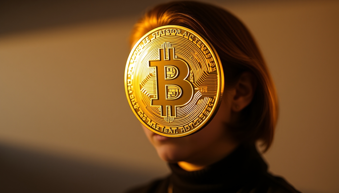 bitcoin coin in golden light in editorial style
