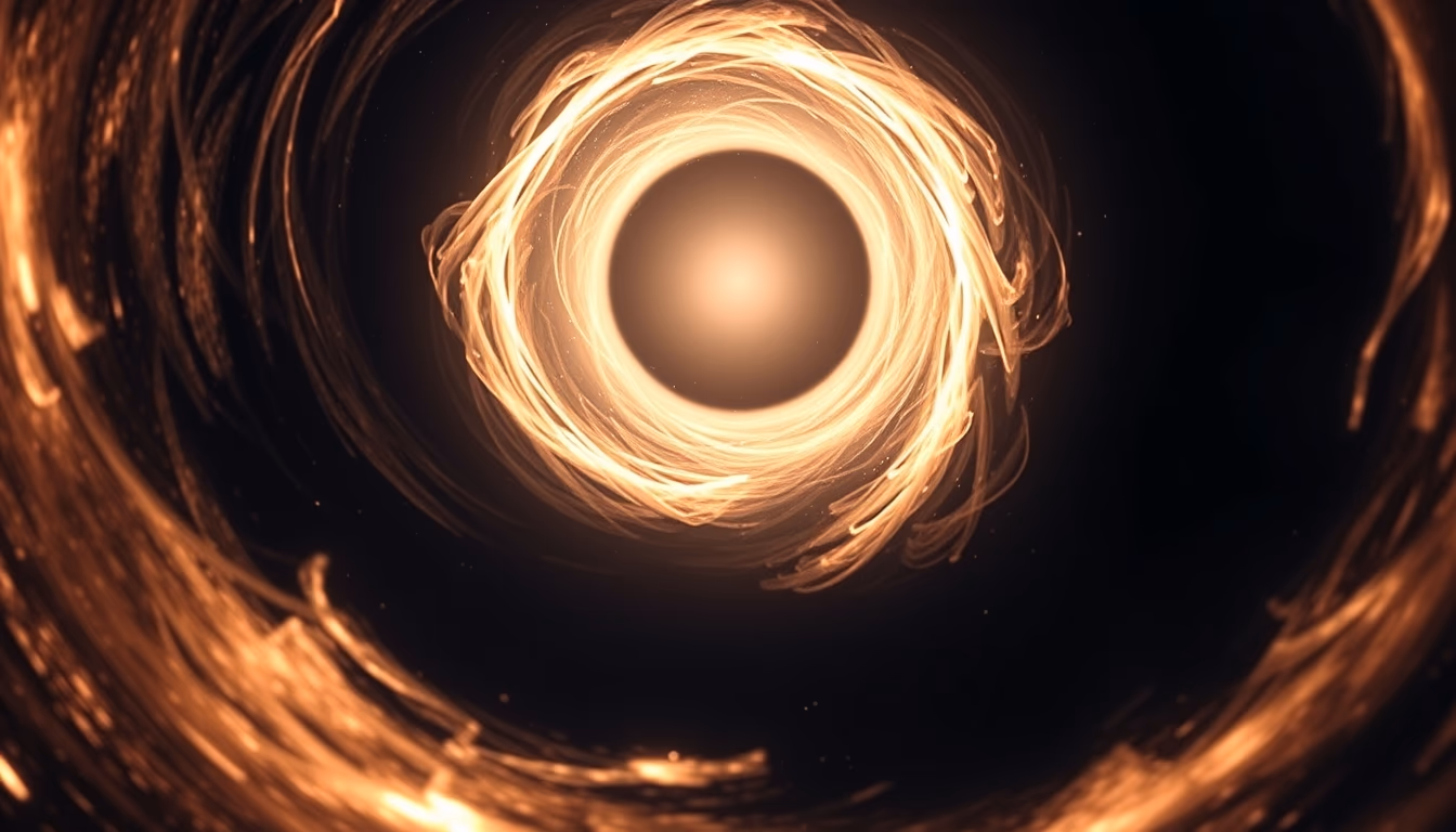 Black hole accretion disk em estilo editorial
