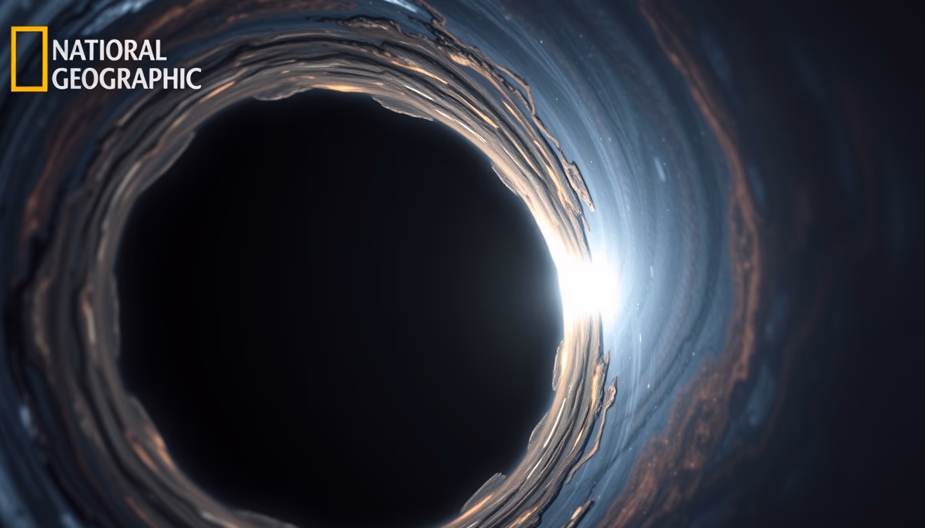 black hole accretion disk in editorial style