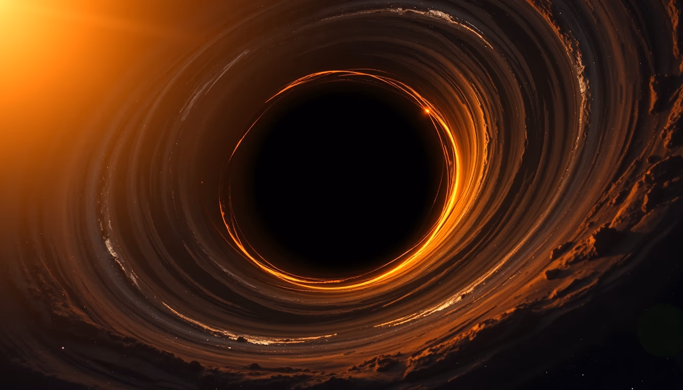 black hole accretion disk in editorial style