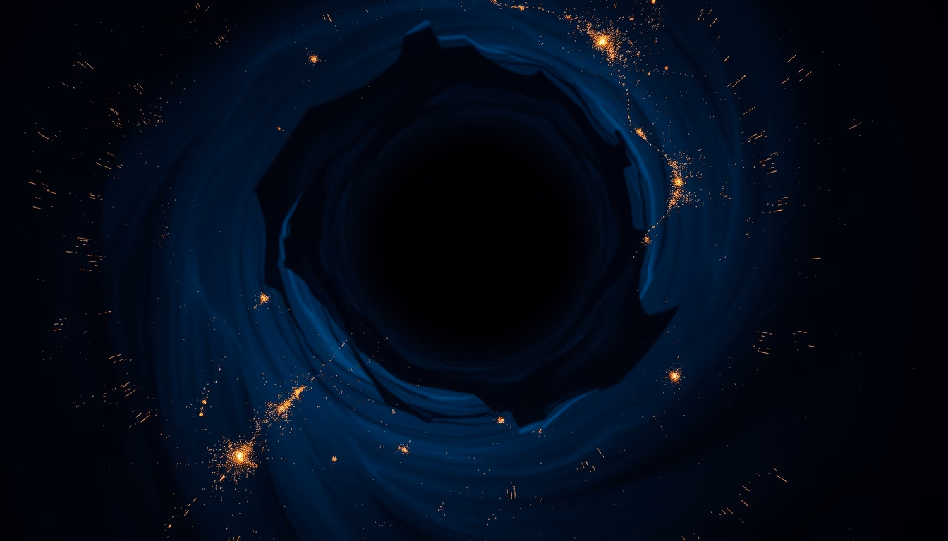 black hole event horizon in editorial style