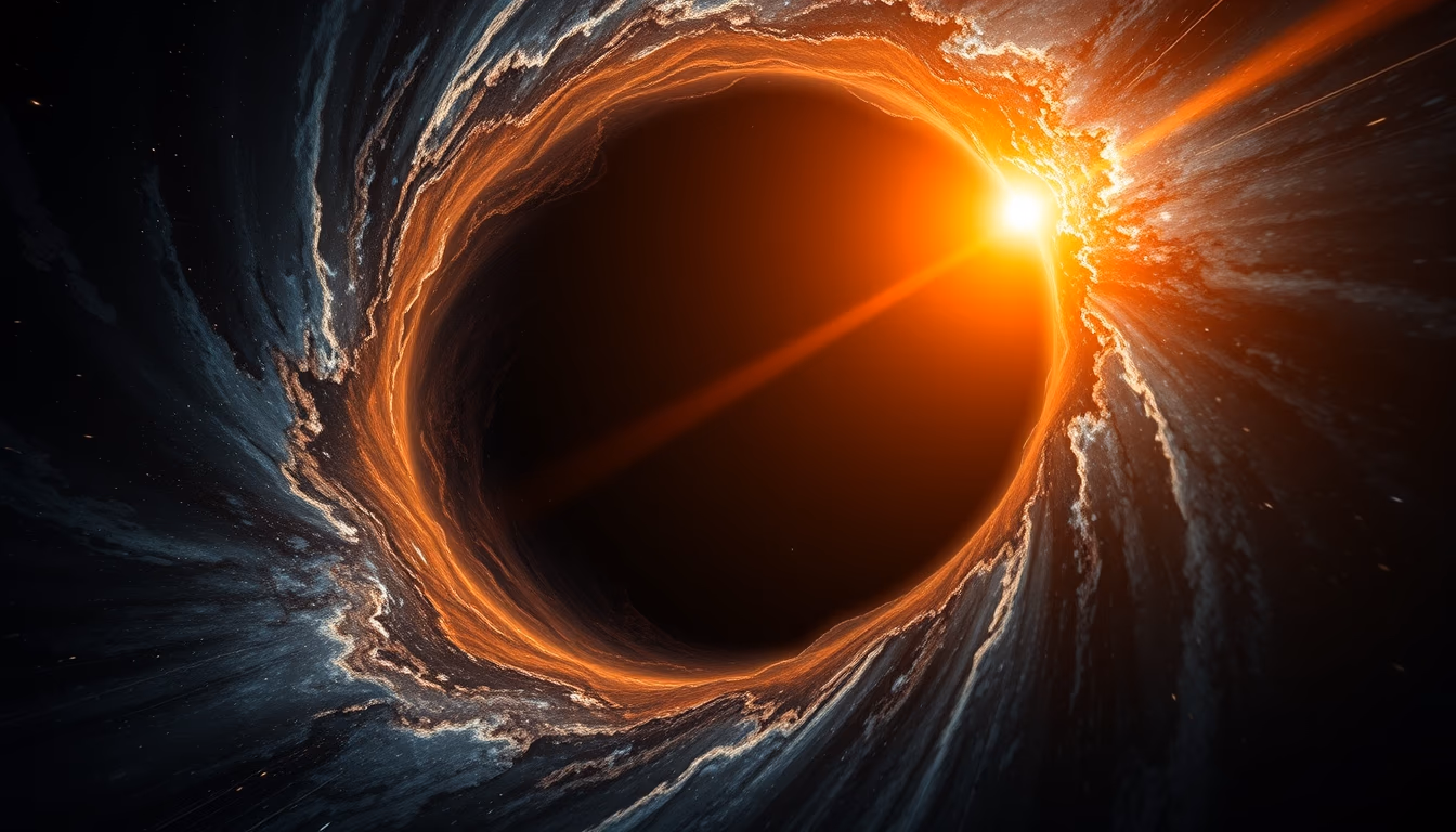 black hole event horizon in editorial style