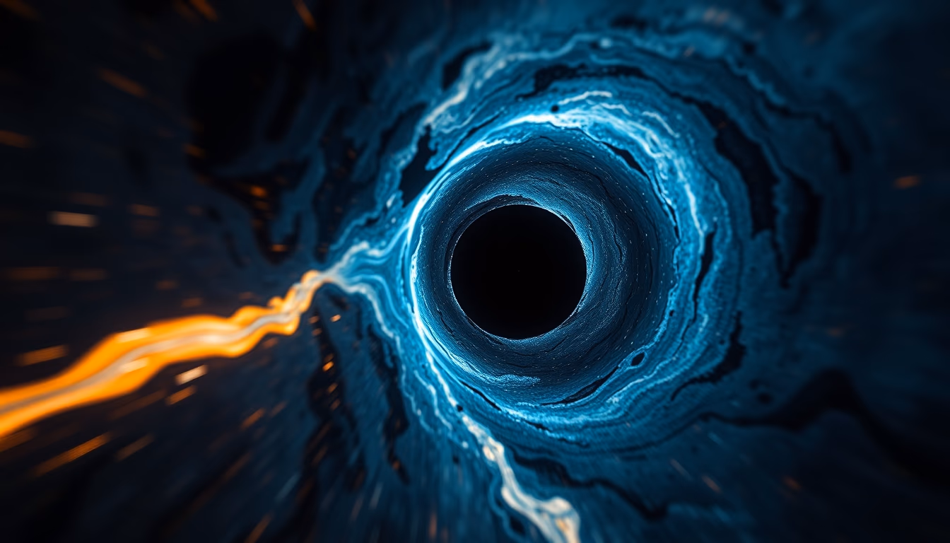 black hole event horizon in editorial style