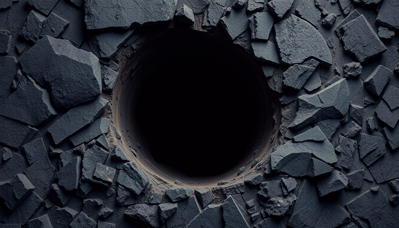 black hole event horizon in editorial style