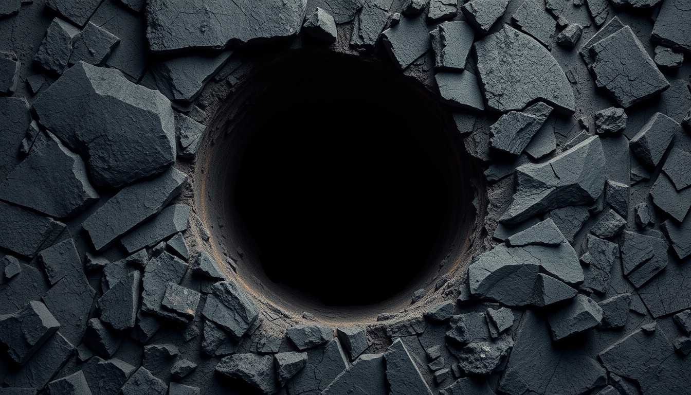 black hole event horizon in editorial style