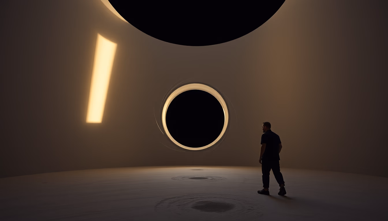 black hole event horizon in editorial style