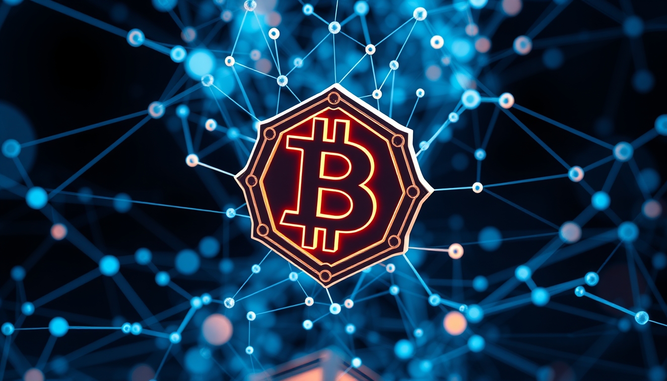 blockchain network visualization 3D nodes in editorial style