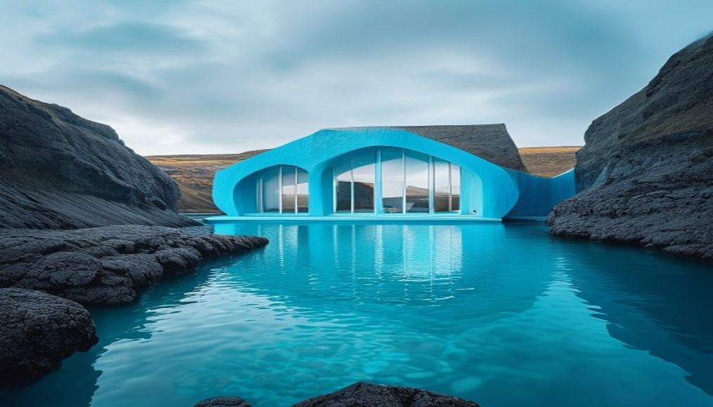 blue lagoon iceland in editorial style