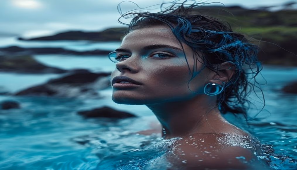blue lagoon iceland in editorial style