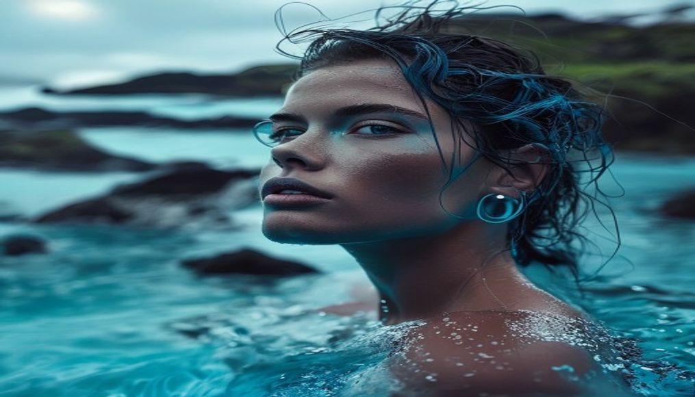 blue lagoon iceland in editorial style