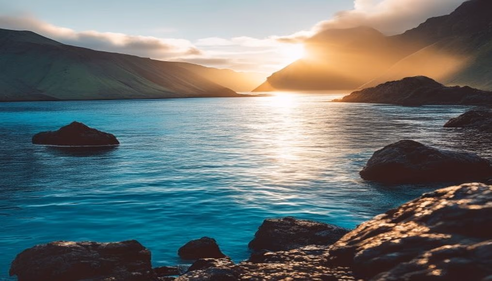 Lagoa Azul Islândia em estilo editorial