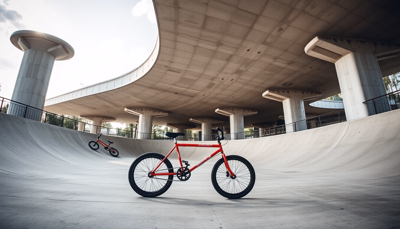 bmx skatepark concrete in editorial style