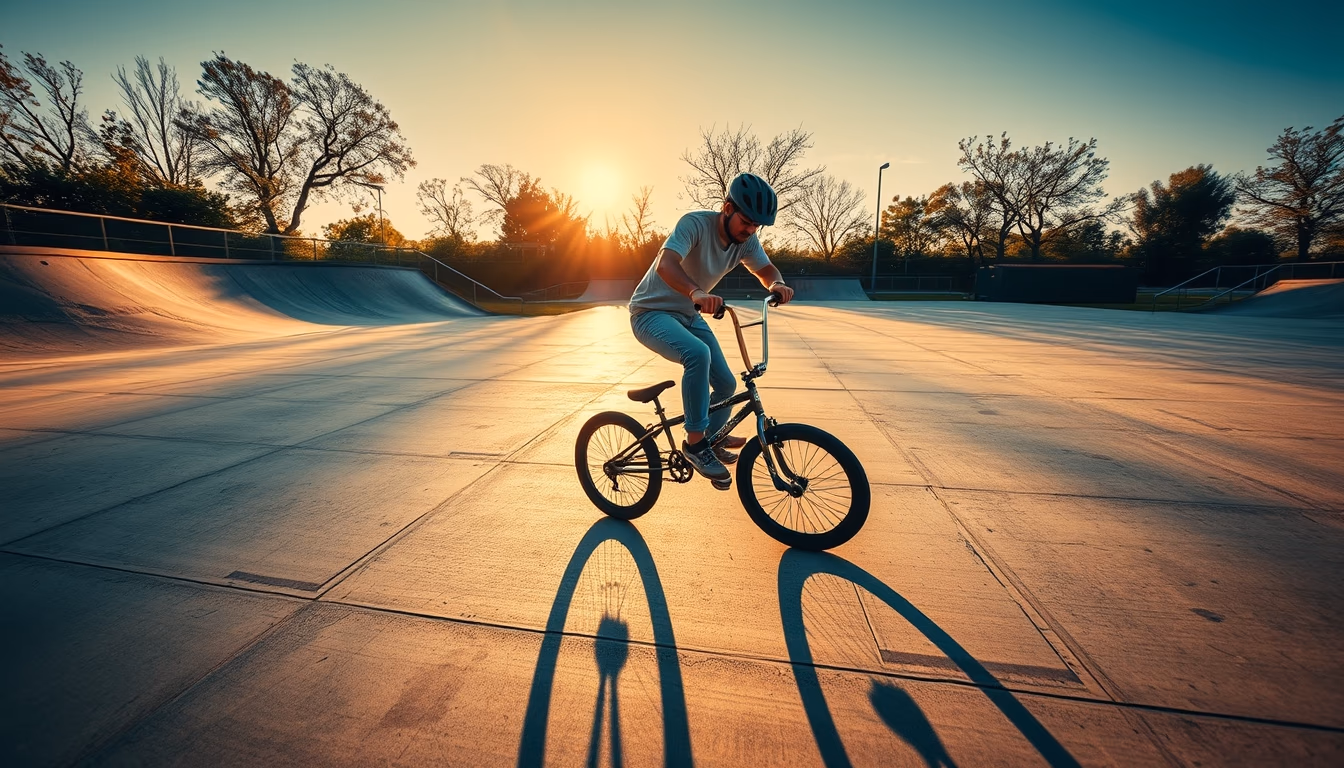 bmx skatepark concrete in editorial style
