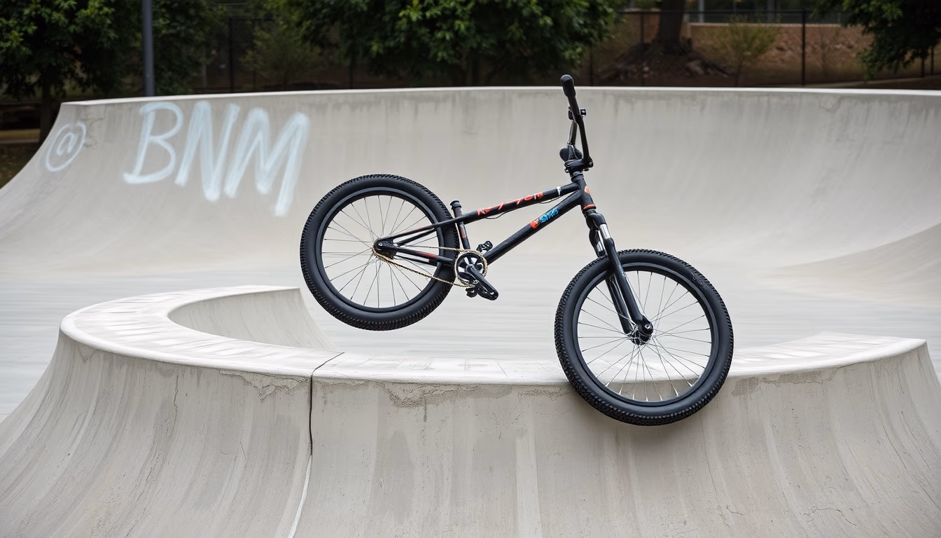 bmx skatepark concrete in editorial style