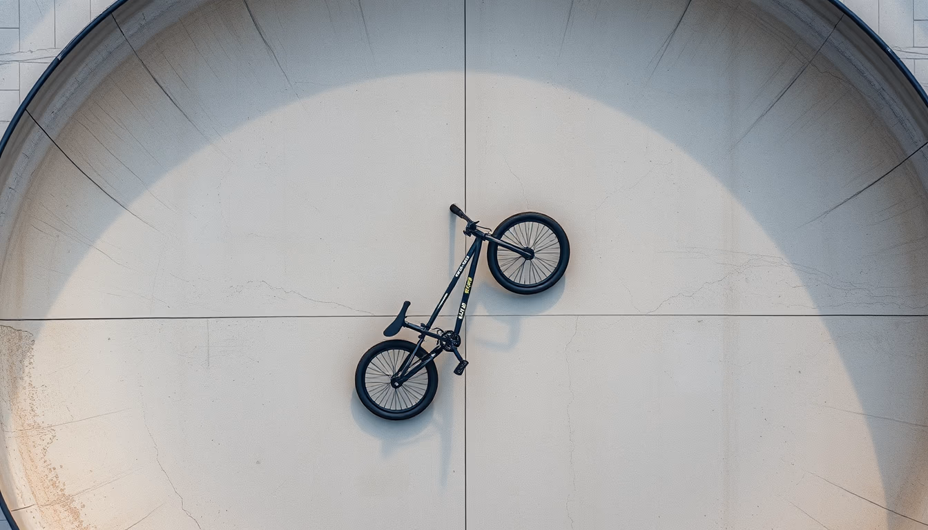 bmx skatepark concrete in editorial style