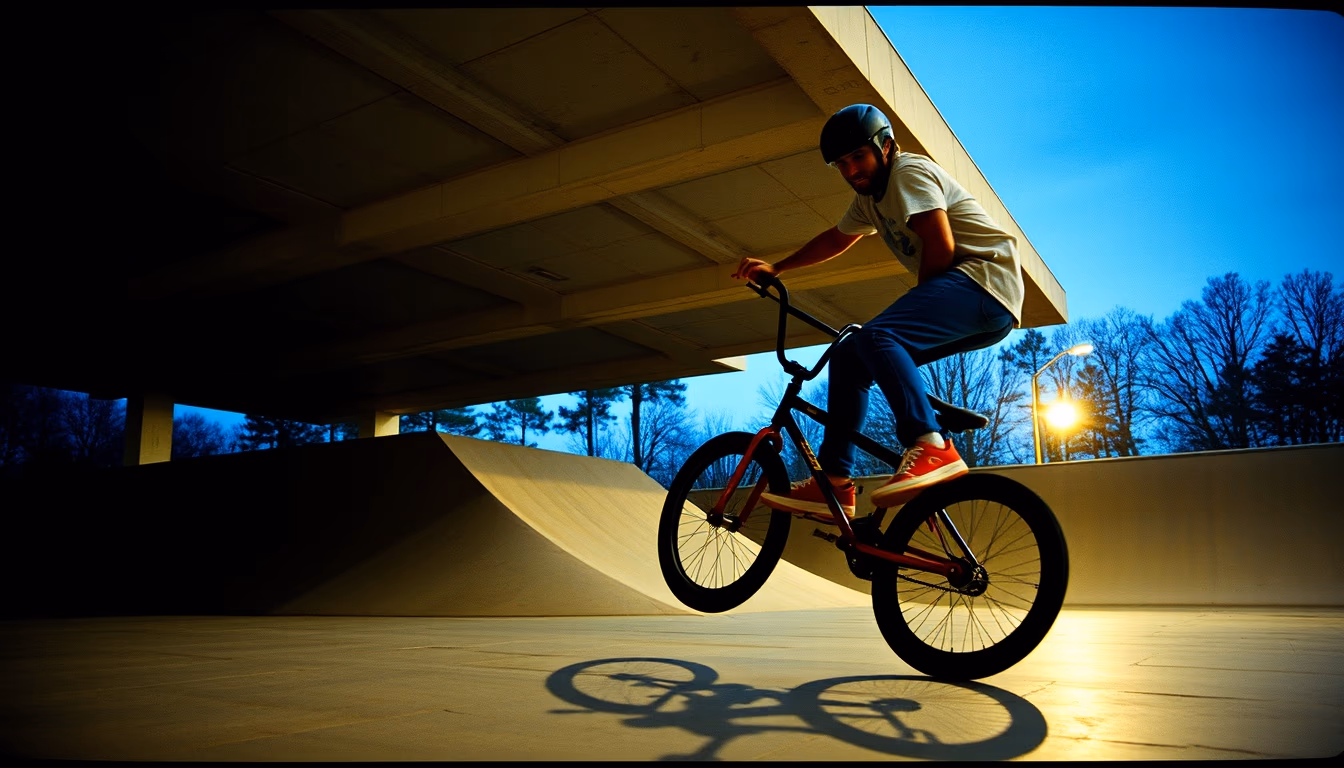 bmx skatepark concrete in editorial style