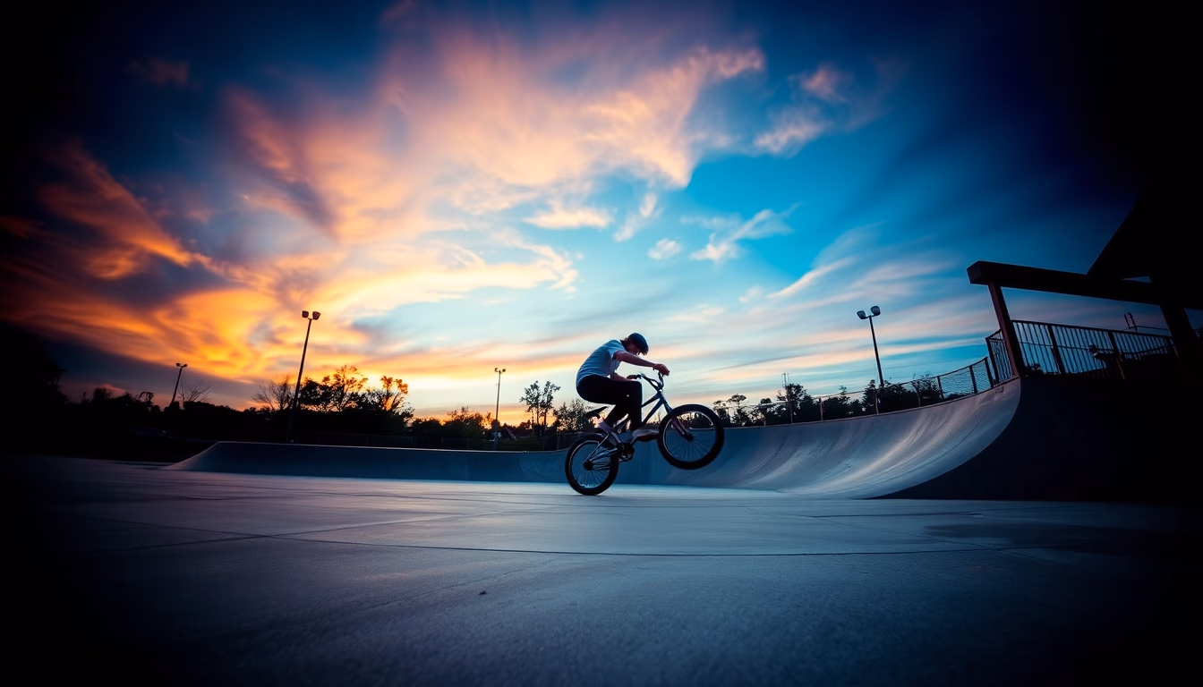 bmx skatepark concrete in editorial style