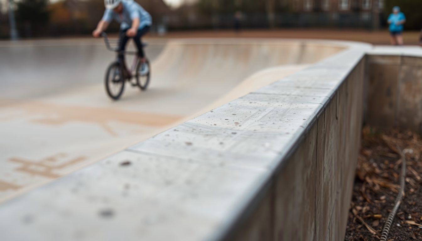 bmx skatepark concrete in editorial style