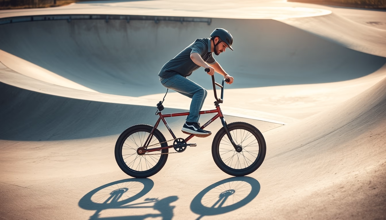 bmx skatepark concrete in editorial style