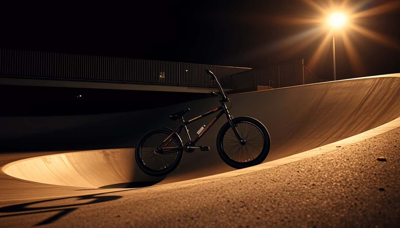 bmx skatepark concrete in editorial style