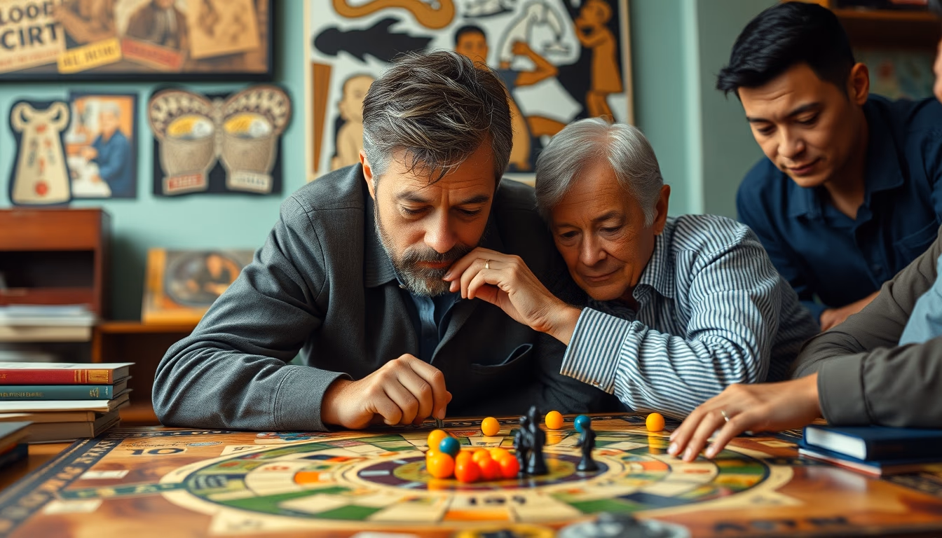 board games collection in editorial style