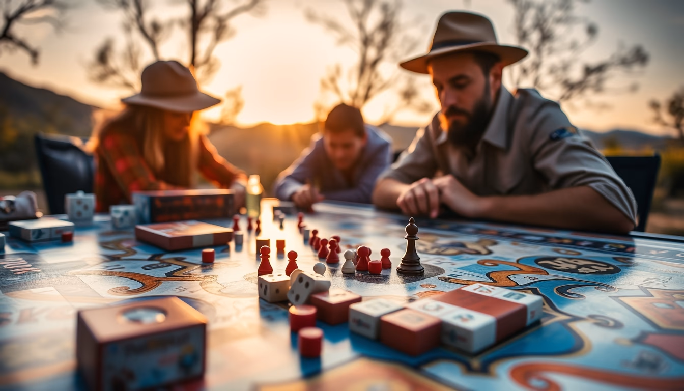 board games collection in editorial style