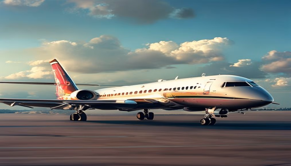 Boeing business jet bbj custom em fotografia editorial de luxo