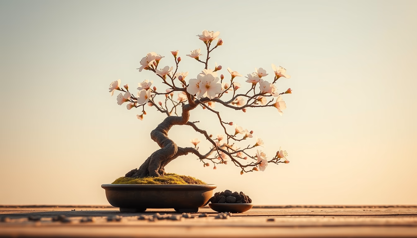 bonsai cherry blossom mini in editorial style