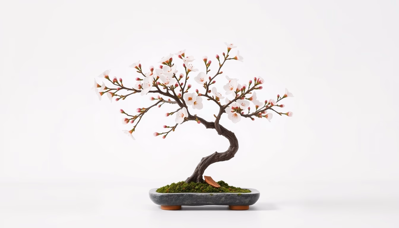bonsai cherry blossom mini in editorial style