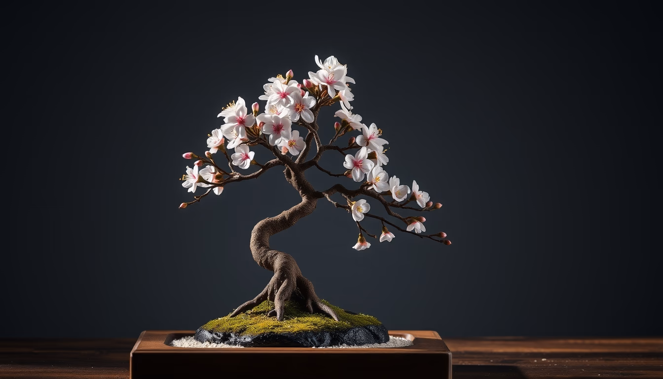 bonsai cherry blossom mini in editorial style