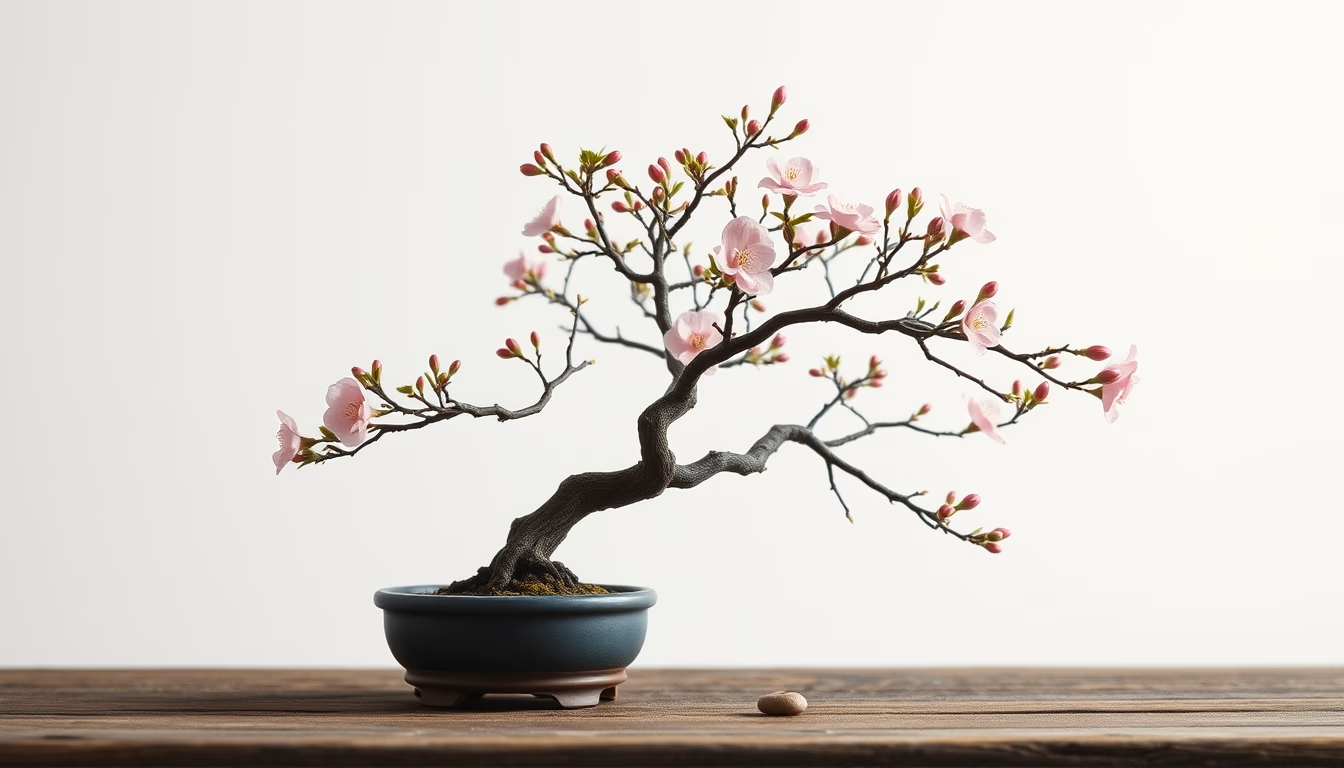 bonsai cherry blossom mini in editorial style