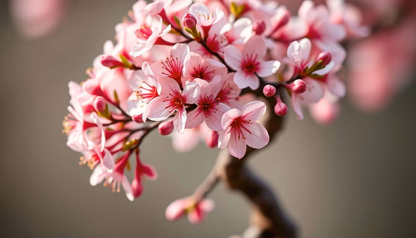 bonsai cherry blossom mini in editorial style