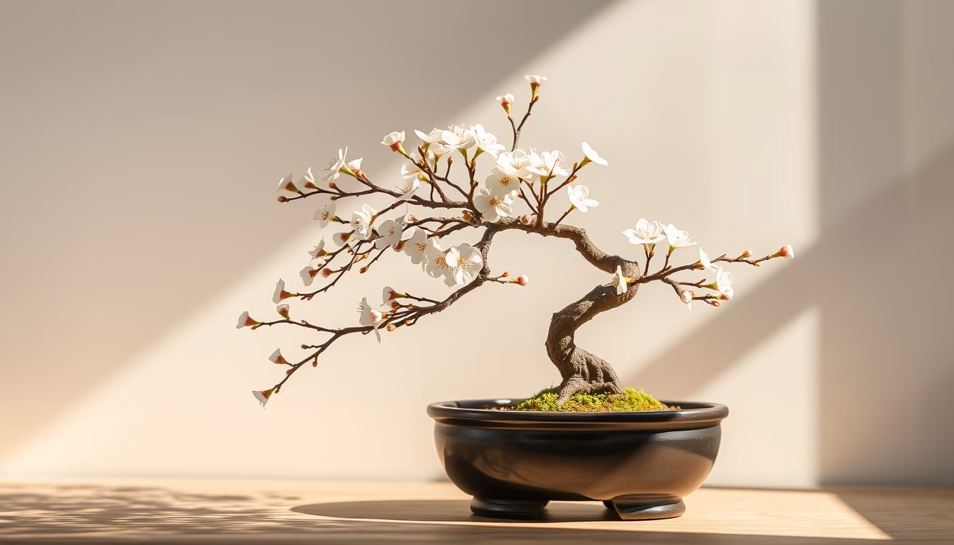 bonsai cherry blossom mini in editorial style