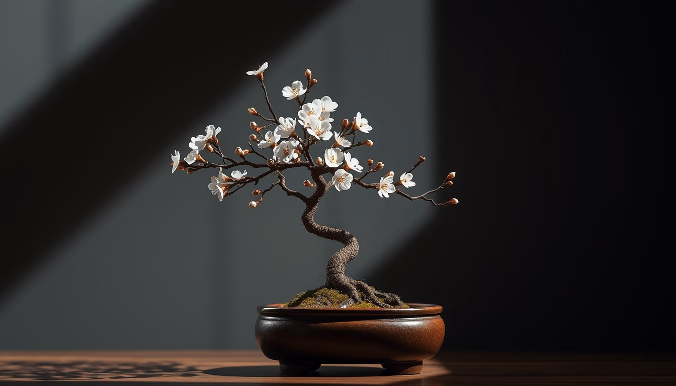 bonsai cherry blossom mini in editorial style