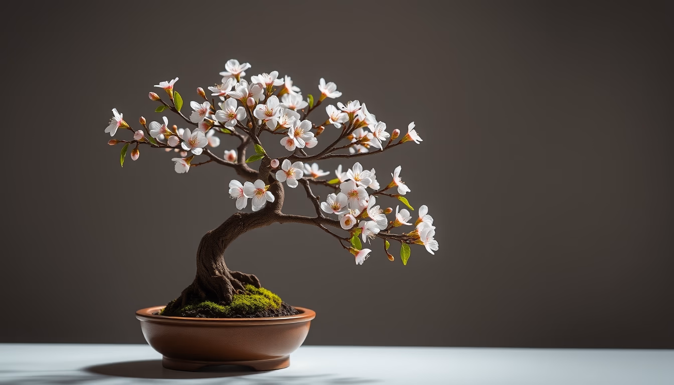 bonsai cherry blossom mini in editorial style