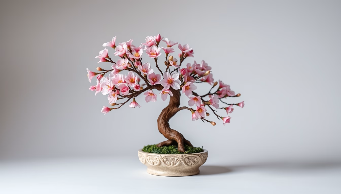 bonsai cherry blossom mini in editorial style