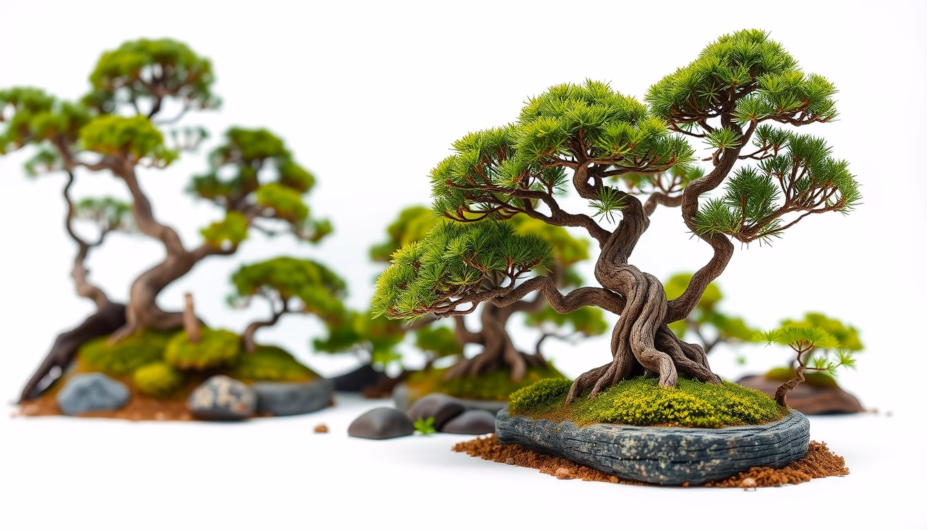 bonsai forest landscape in editorial style