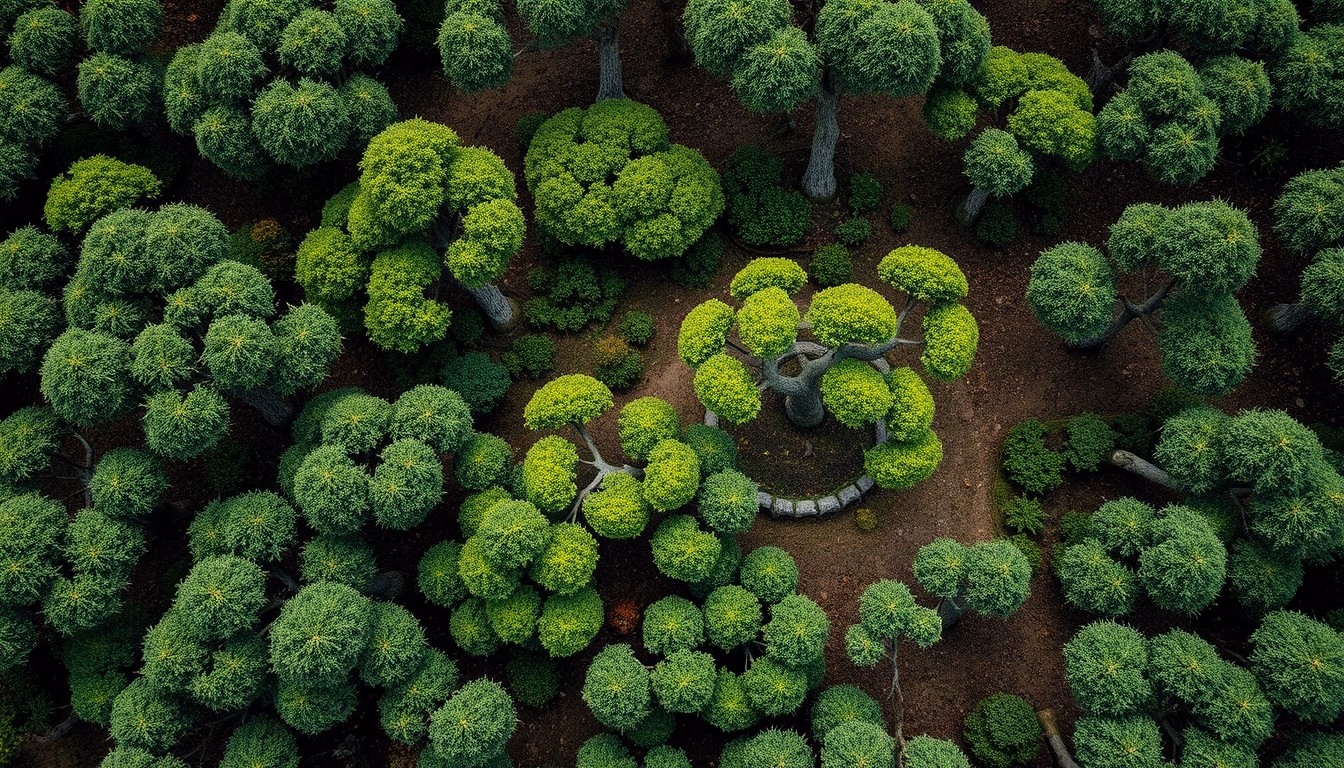 bonsai forest landscape in editorial style