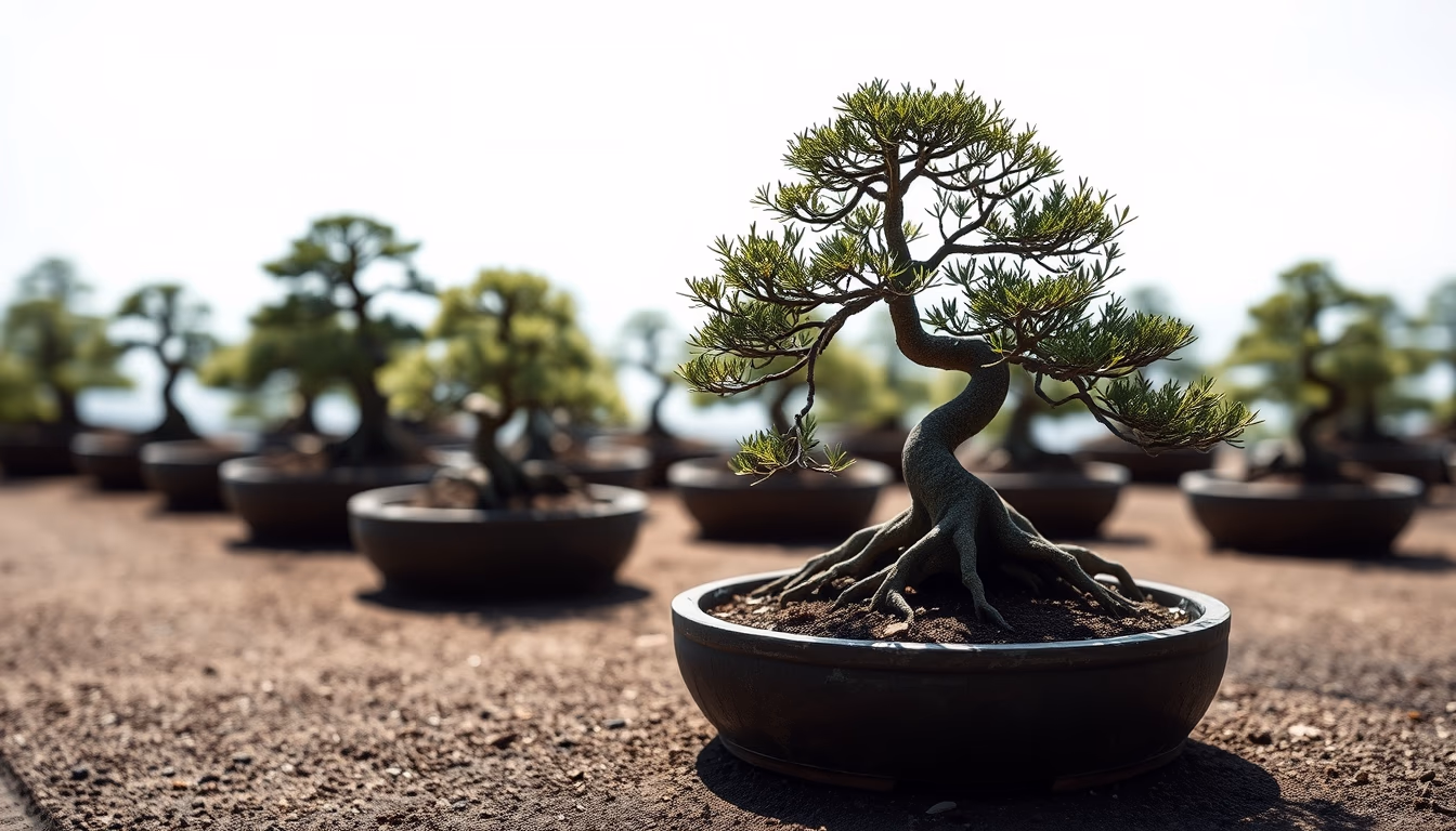 bonsai forest landscape in editorial style