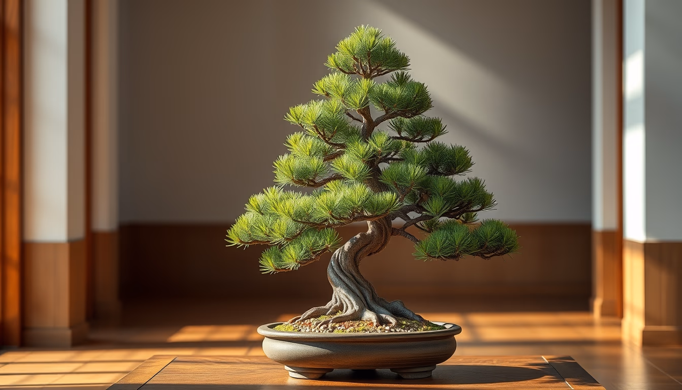 bonsai juniper sculptural in editorial style