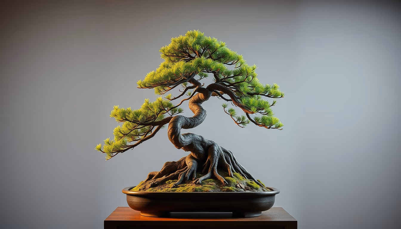 bonsai juniper sculptural in editorial style