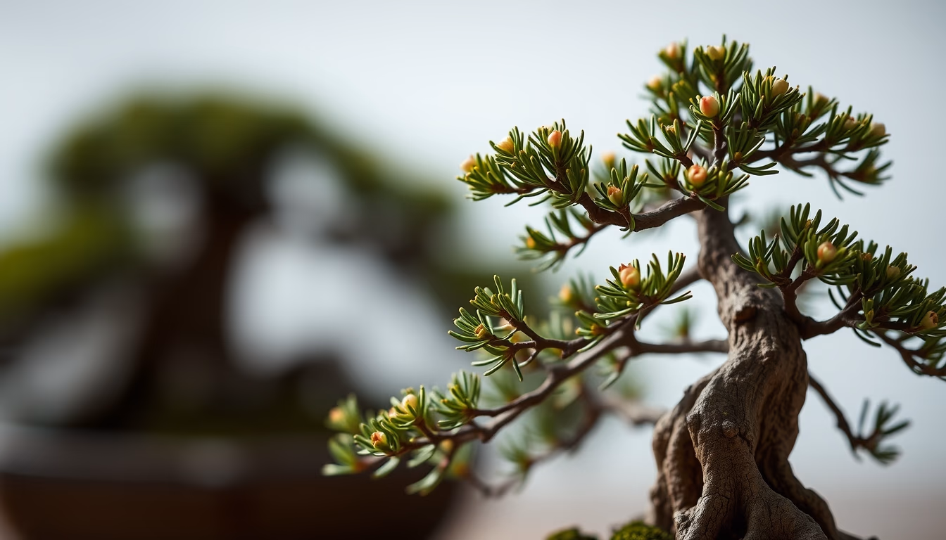 bonsai juniper sculptural in editorial style