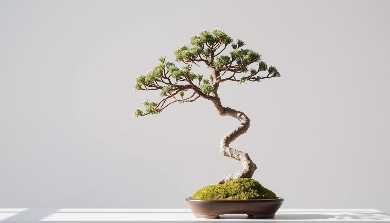 bonsai juniper sculptural in editorial style