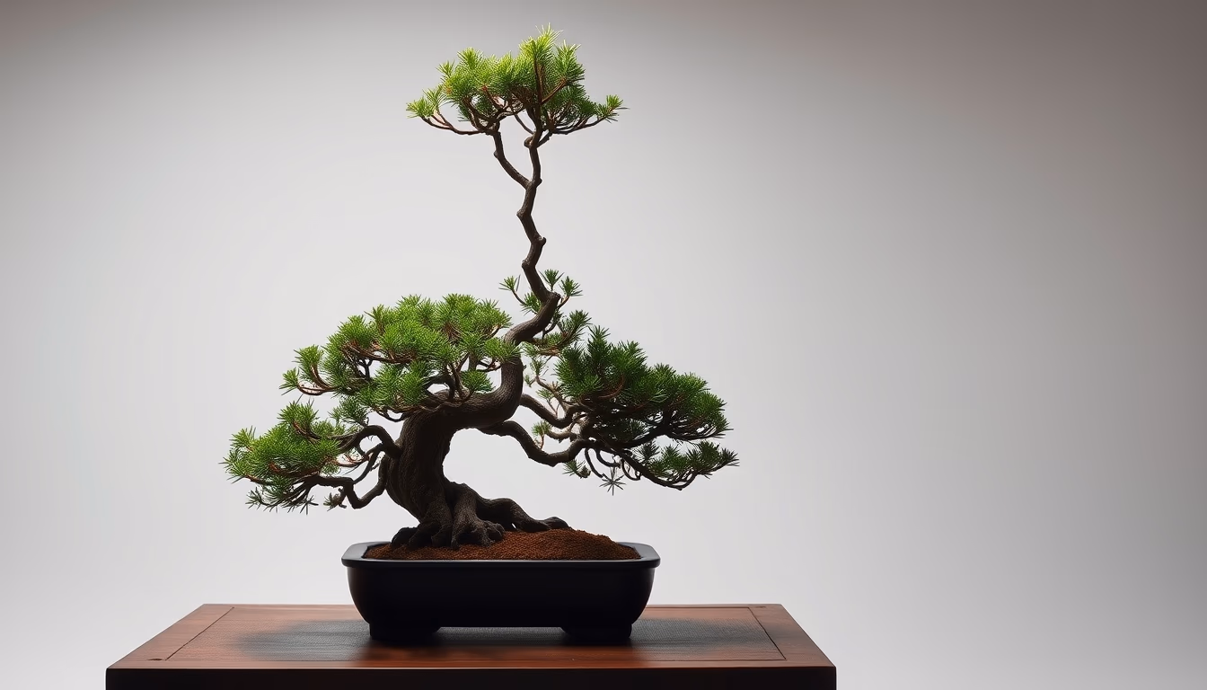 bonsai juniper sculptural in editorial style