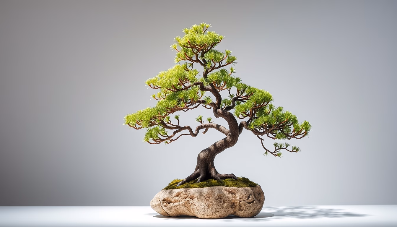 bonsai juniper sculptural in editorial style