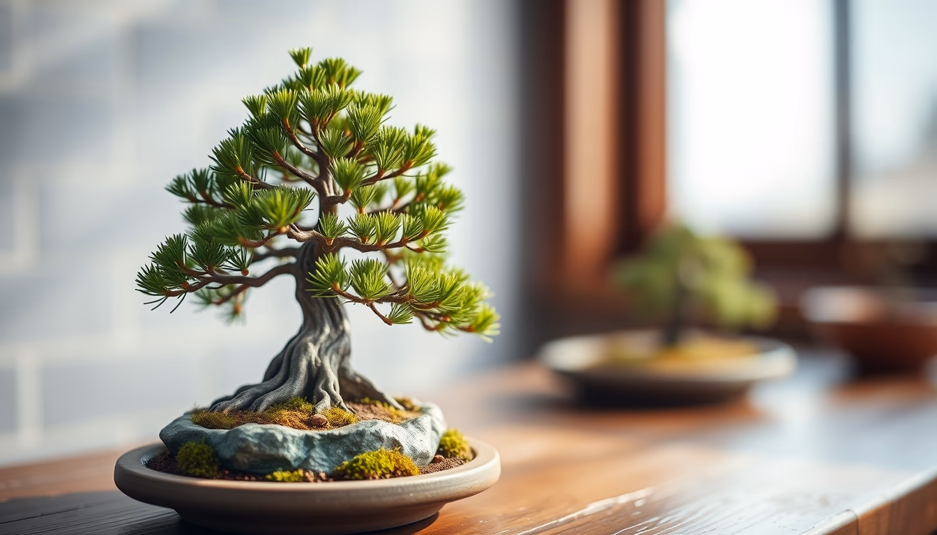 bonsai juniper sculptural in editorial style