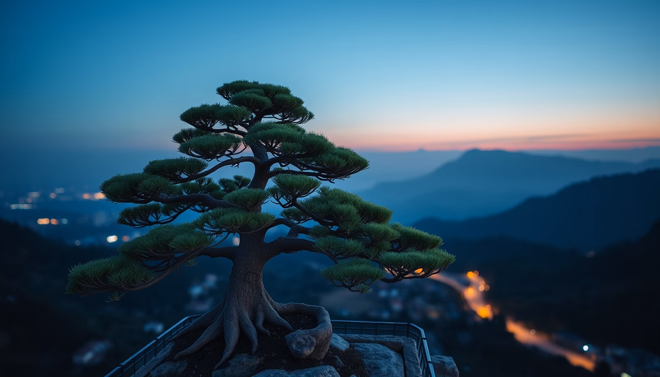bonsai pine ancient in editorial style